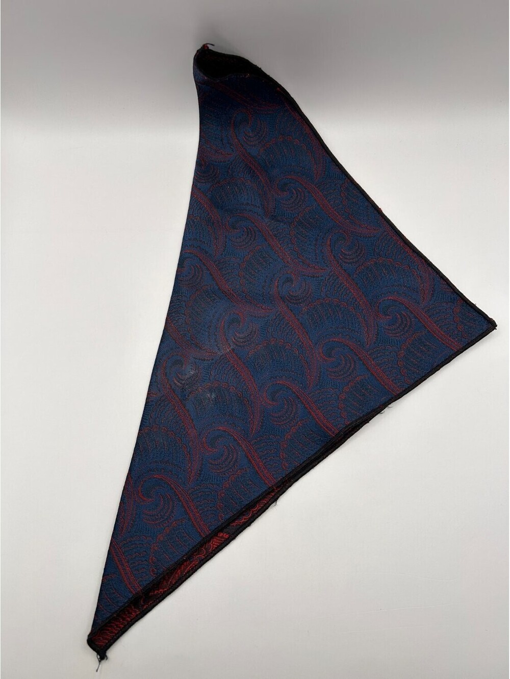 Mens Pocket Square Red Navy Blue Paisley Swirl Formal Suit Handkerchief OS Black